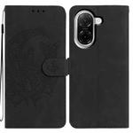 For Redmi A5 4G EU 173.3mm Moonlit Butterfly Dance Pattern Embossed Leather Phone Case(Black)