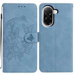 For Redmi A5 4G EU 173.3mm Moonlit Butterfly Dance Pattern Embossed Leather Phone Case(Blue)