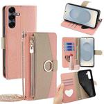 For Samsung Galaxy S25 5G Crossbody Litchi Texture Leather Phone Case(Pink)