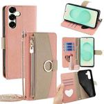 For Samsung Galaxy S25+ 5G Crossbody Litchi Texture Leather Phone Case(Pink)