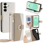 For Samsung Galaxy S25+ 5G Crossbody Litchi Texture Leather Phone Case(White)
