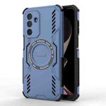 For Samsung Galaxy M36 5G India Butterfly Armor MagSafe Magnetic Ring Shockproof Phone Case(Blue)