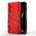 For Samsung Galaxy M36 5G India Butterfly Armor MagSafe Magnetic Ring Shockproof Phone Case(Red)