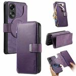For OPPO A58 4G CaseNeo MagSafe RFID Anti-theft Zipper Wallet Retro Leather Phone Case(Purple)