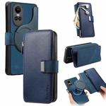 For OPPO Reno10 5G Global CaseNeo MagSafe RFID Anti-theft Zipper Wallet Retro Leather Phone Case(Blue)