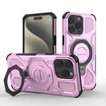 For iPhone 15 Pro Max J-20 Solid Color MagSafe Magnetic TPU+PC Phone Case(Pink)