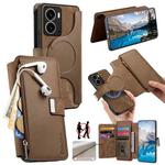 For Realme 14 CaseNeo MagSafe RFID Anti-theft Zipper Wallet Retro Leather Phone Case(Brown)