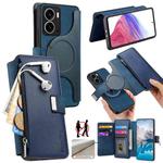 For Realme 14 CaseNeo MagSafe RFID Anti-theft Zipper Wallet Retro Leather Phone Case(Blue)