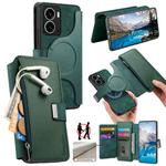For Realme 14 CaseNeo MagSafe RFID Anti-theft Zipper Wallet Retro Leather Phone Case(Green)
