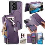 For Realme 14 CaseNeo MagSafe RFID Anti-theft Zipper Wallet Retro Leather Phone Case(Purple)