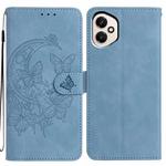 For Honor 400 Global 156.5mm Moonlit Butterfly Dance Pattern Embossed Leather Phone Case(Blue)