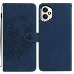 For Honor 400 Global 156.5mm Moonlit Butterfly Dance Pattern Embossed Leather Phone Case(Navy Blue)