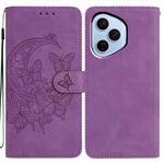 For Honor 400 Pro Global 160.8mm Moonlit Butterfly Dance Pattern Embossed Leather Phone Case(Purple)