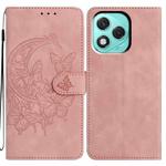 For Honor 400 Lite Global Moonlit Butterfly Dance Pattern Embossed Leather Phone Case(Pink)