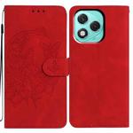 For Honor 400 Lite Global Moonlit Butterfly Dance Pattern Embossed Leather Phone Case(Red)