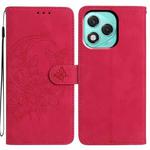 For Honor 400 Lite Global Moonlit Butterfly Dance Pattern Embossed Leather Phone Case(Rose Red)