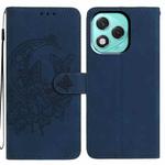 For Honor 400 Lite Global Moonlit Butterfly Dance Pattern Embossed Leather Phone Case(Navy Blue)