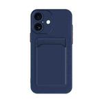 For iPhone 17 Skin Feel Card Contrast Color Button TPU Phone Case(Dark Blue)