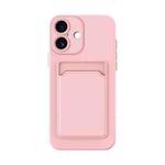 For iPhone 17 Skin Feel Card Contrast Color Button TPU Phone Case(Pink)