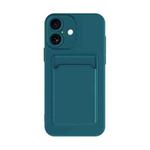 For iPhone 17 Skin Feel Card Contrast Color Button TPU Phone Case(Dark Green)
