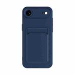 For iPhone 17 Air Skin Feel Card Contrast Color Button TPU Phone Case(Dark Blue)