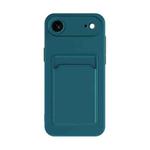 For iPhone 17 Air Skin Feel Card Contrast Color Button TPU Phone Case(Dark Green)