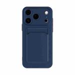 For iPhone 17 Pro Skin Feel Card Contrast Color Button TPU Phone Case(Dark Blue)