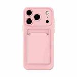 For iPhone 17 Pro Skin Feel Card Contrast Color Button TPU Phone Case(Pink)