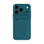 For iPhone 17 Pro Skin Feel Card Contrast Color Button TPU Phone Case(Dark Green)