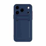 For iPhone 17 Pro Max Skin Feel Card Contrast Color Button TPU Phone Case(Dark Blue)