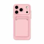 For iPhone 17 Pro Max Skin Feel Card Contrast Color Button TPU Phone Case(Pink)
