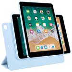 For iPad 9.7 2018 / 2017 / Air 2 / 1 Trifold Magnetic Split Acrylic Leather Tablet Case(Ice Blue)