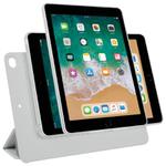 For iPad 9.7 2018 / 2017 / Air 2 / 1 Trifold Magnetic Split Acrylic Leather Tablet Case(Grey)