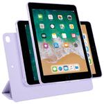 For iPad 9.7 2018 / 2017 / Air 2 / 1 Trifold Magnetic Split Acrylic Leather Tablet Case(Taro Purple)