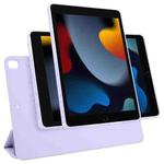 For iPad 10.2 2021 / 2020 / 10.5 2021 Trifold Magnetic Split Acrylic Leather Tablet Case(Taro Purple)