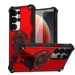 For Samsung Galaxy S24 Ultra 5G Shockproof Kickstand Metallic Shaft MagSafe Phone Case(Red)