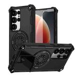 For Samsung Galaxy S24 Ultra 5G Shockproof Kickstand Metallic Shaft MagSafe Phone Case(Black)
