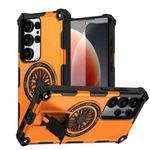 For Samsung Galaxy S24 Ultra 5G Shockproof Kickstand Metallic Shaft MagSafe Phone Case(Orange)