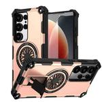 For Samsung Galaxy S24 Ultra 5G Shockproof Kickstand Metallic Shaft MagSafe Phone Case(Rose Gold)
