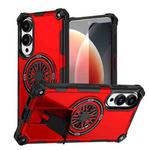 For Samsung Galaxy S25 Edge 5G Shockproof Kickstand Metallic Shaft MagSafe Phone Case(Red)