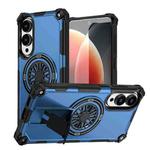 For Samsung Galaxy S25 Edge 5G Shockproof Kickstand Metallic Shaft MagSafe Phone Case(Blue)