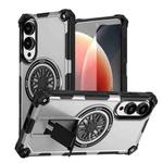 For Samsung Galaxy S25 Edge 5G Shockproof Kickstand Metallic Shaft MagSafe Phone Case(Silver)