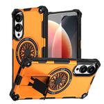 For Samsung Galaxy S25 Edge 5G Shockproof Kickstand Metallic Shaft MagSafe Phone Case(Orange)