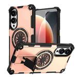 For Samsung Galaxy S25 Edge 5G Shockproof Kickstand Metallic Shaft MagSafe Phone Case(Rose Gold)