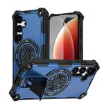 For Samsung Galaxy S24 5G Shockproof Kickstand Metallic Shaft MagSafe Phone Case(Blue)