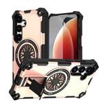 For Samsung Galaxy S24 5G Shockproof Kickstand Metallic Shaft MagSafe Phone Case(Rose Gold)