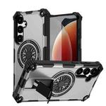 For Samsung Galaxy S24+ 5G Shockproof Kickstand Metallic Shaft MagSafe Phone Case(Silver)