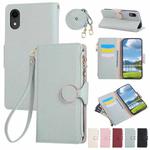 For iPhone XR Round Buckle Zipper Wallet Leather Phone Case with Crossbody Strap(Sky Blue)