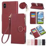 For iPhone XS Max Round Buckle Zipper Wallet Leather Phone Case with Crossbody Strap(Red)