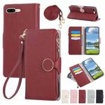 For iPhone 7 Plus / 8 Plus Round Buckle Zipper Wallet Leather Phone Case with Crossbody Strap(Red)